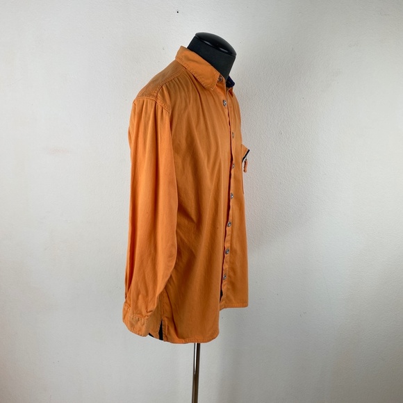 Cold Storage Foul Weather Gear Mens Orange Cotton Twill Shirt Long Sleeve Large - Picture 8 of 10